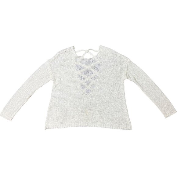 Forever 21 Size S Womens Ivory Crisscross Knit Sweater - Picture 2 of 5